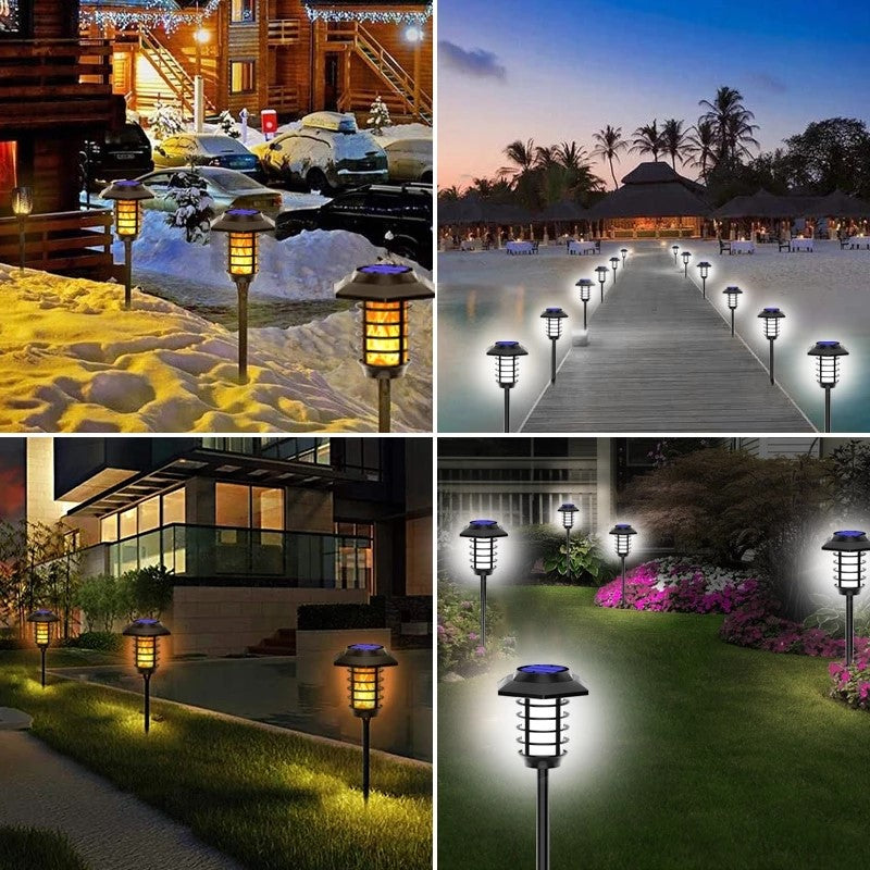 2 in 1 Solar Flame Lamp | Outdoor Led Waterproof Decoration Garden Lawn Light