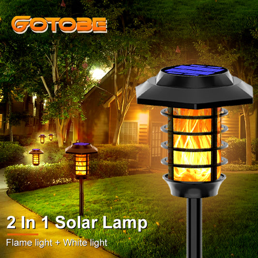 2 in 1 Solar Flame Lamp | Outdoor Led Waterproof Decoration Garden Lawn Light