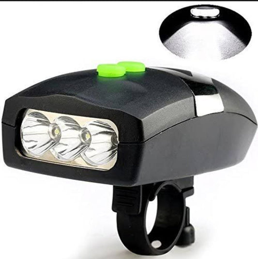 3 LED Bicycle Front Head light &amp; bell siren alarm hooter / cycle light generic