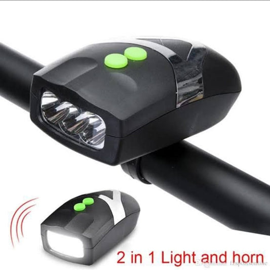 3 LED Bicycle Front Head light &amp; bell siren alarm hooter / cycle light generic