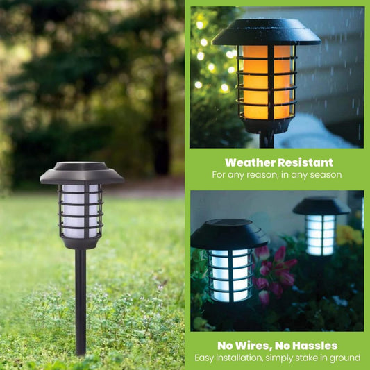 2 in 1 Solar Flame Lamp | Outdoor Led Waterproof Decoration Garden Lawn Light