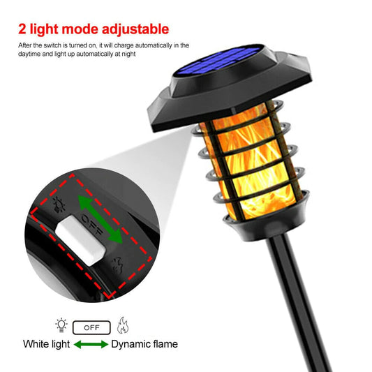 2 in 1 Solar Flame Lamp | Outdoor Led Waterproof Decoration Garden Lawn Light