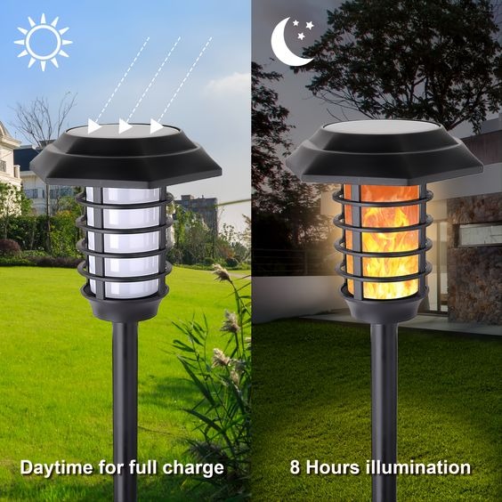 2 in 1 Solar Flame Lamp | Outdoor Led Waterproof Decoration Garden Lawn Light