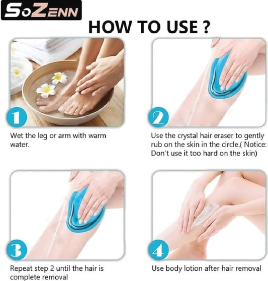 Hair Remover, Crystal Hair Eraser for Women Arms Legs Back Reusable &amp; Washable Portable Manual Epilator Crystal Hair Removal Washable Portable Hair Removal Device Beauty Tool (Random color)
