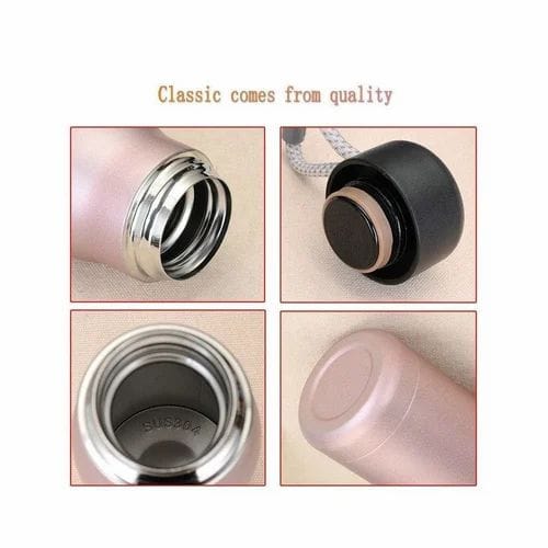 Stainless Steel Insulated Vacuum Water Bottle 550ml, Cola Shape, Leak Proof, with Strong Rope Cap | Hot &amp; Cold Portable Thermos Water Bottle Thermo Mug Stainless Steel Vacuum Flask Mug Insulation Cup (Random Color)