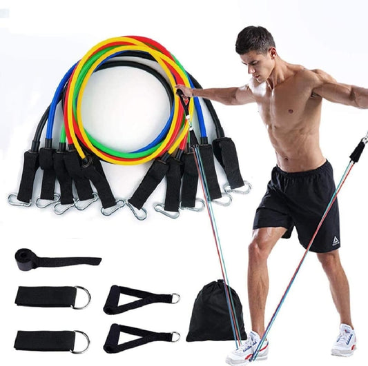 11 Piece Power Resistance Band Set Strength Training Yoga Sports Fitness Band Equipment for Men and Women