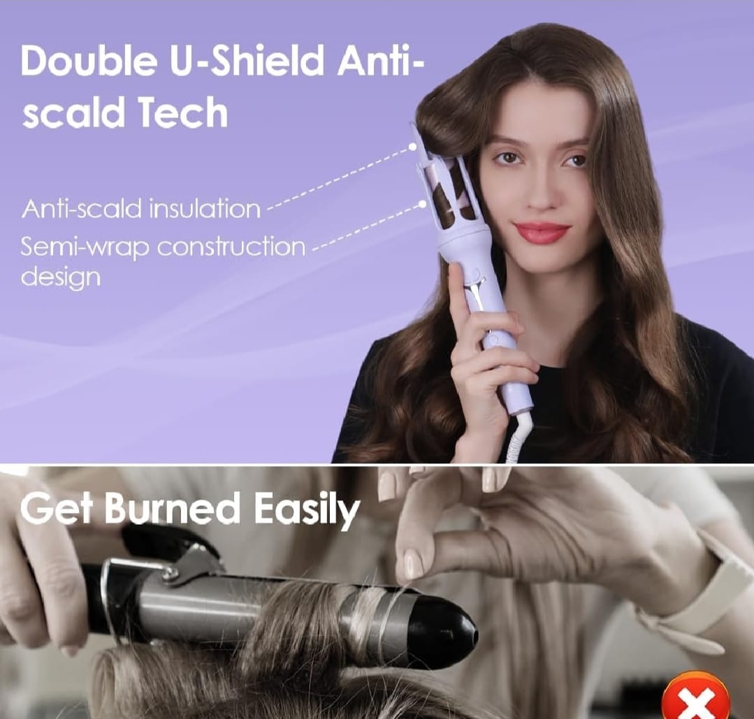 Hair Curler, 32mm Automatic Curling Iron, 3 Adjustable Temperatures And 2 Timer Reminders, Automatic Curling Iron For Long Hair, Double Anti-Scald Function, Australian Specification Plug, Suitable For Everyone ( Random Color )
